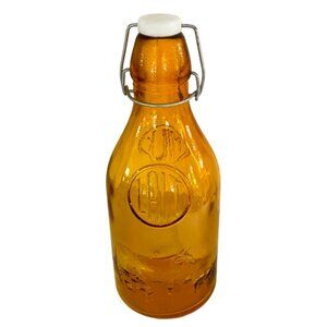 Vintage Made in Italy Amber Glass Milk Bottle